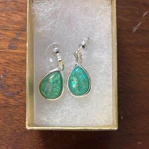 Elegant Silver and Green Teardrop Earrings